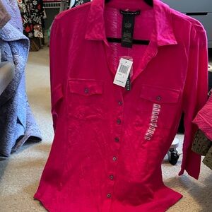 Grace Elements Fuchsia Button-Up Blouse